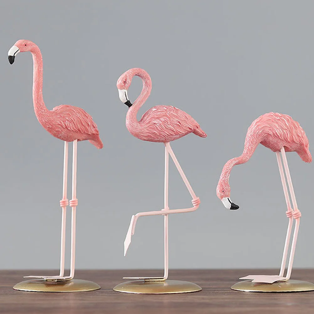 

3 Pcs Flamingo Ornament Simulated Adornment Statue Indoor Office Decor Home Supplies Bookcase Figurines Bohemian