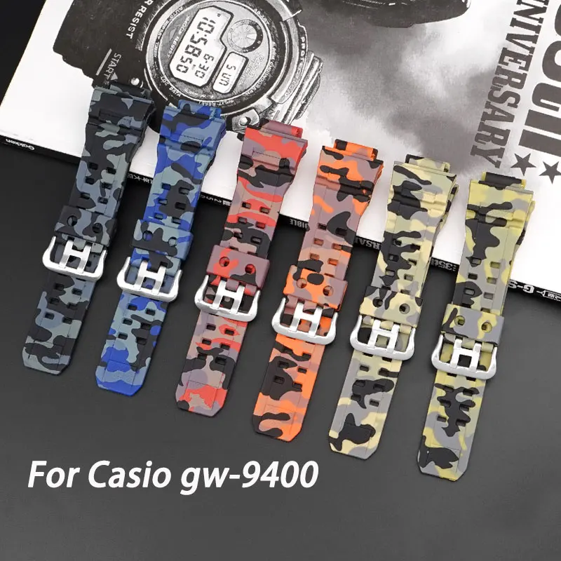 Silicone Rubber Watchband For Casio gw-9400 Replace Band Camouflage Sport Waterproof Matte Wristband TPU Belt Accessories