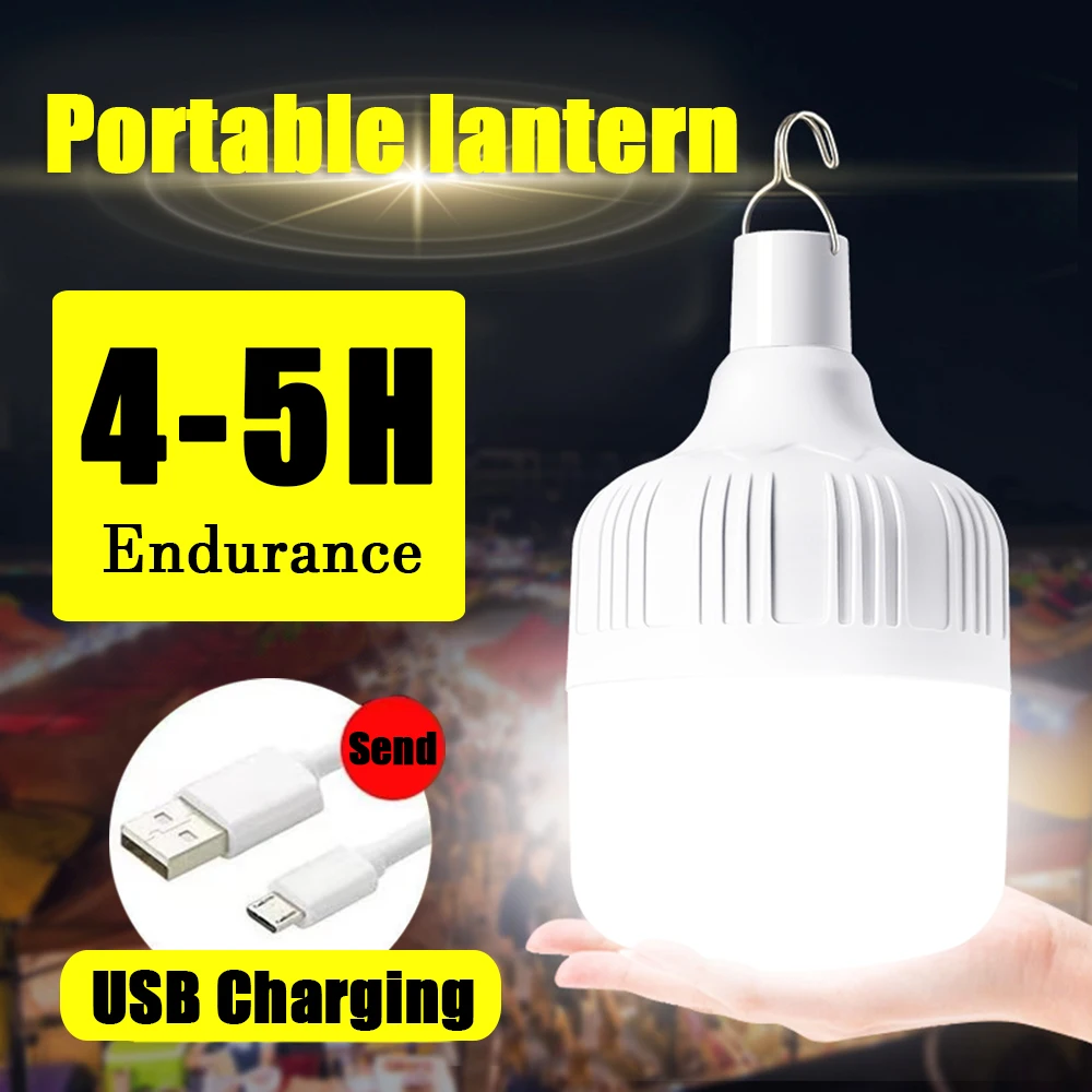 60W USB Rechargeable Portable Camping Light Led Light Emergency Flashlight Lantern Bulb Tents Lighting Equipment Bulb Power