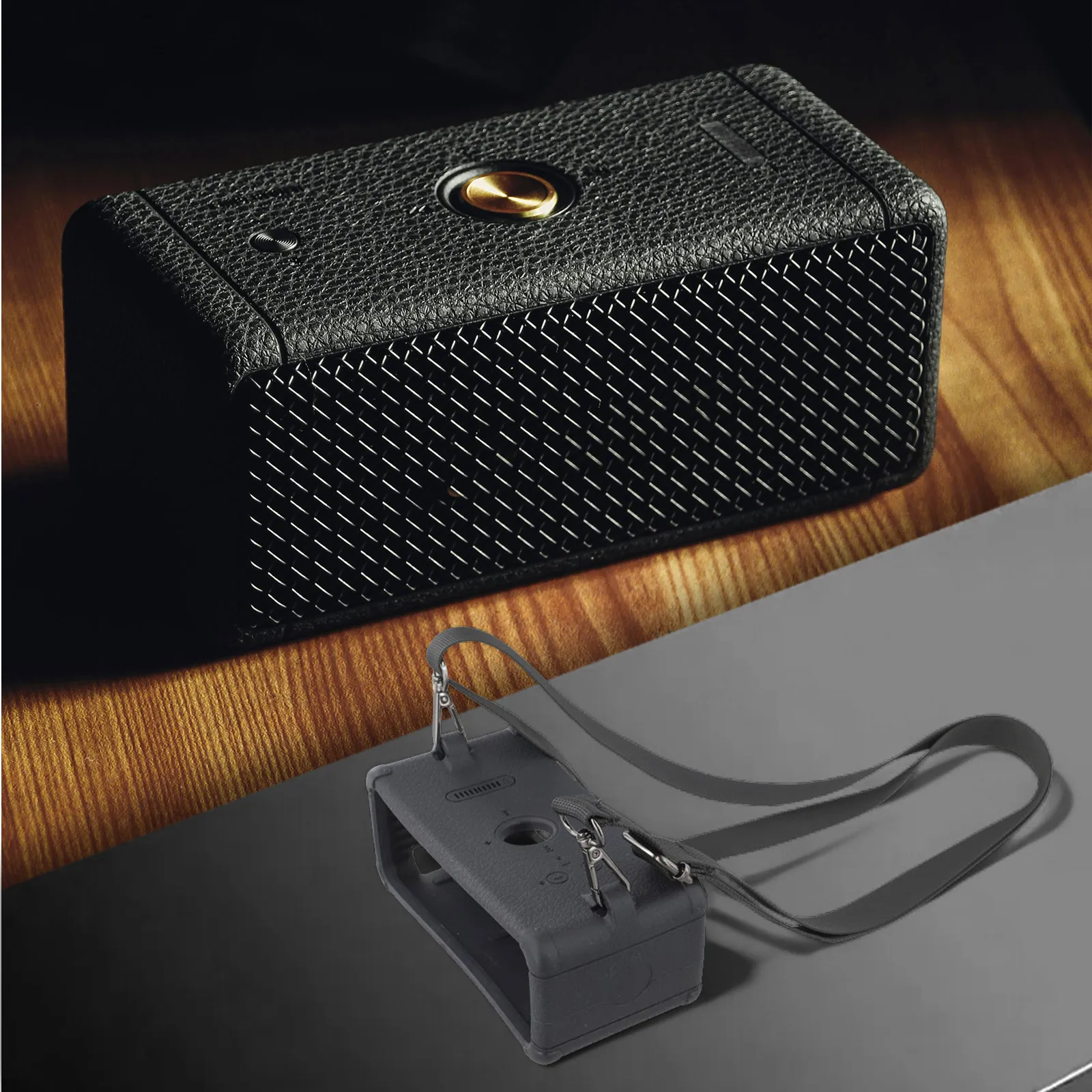 Silicone Protective Cover With Shoulder Strap For Marshall Emberton III Scratch Resistant Shockproof Speaker Case