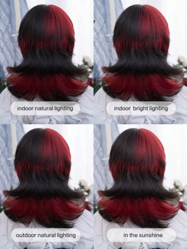 Alicegarden-synthetic heat-resistant wigs with bangs multi-color wigs, 16 inches，made from fiber, stylish, natural and realistic
