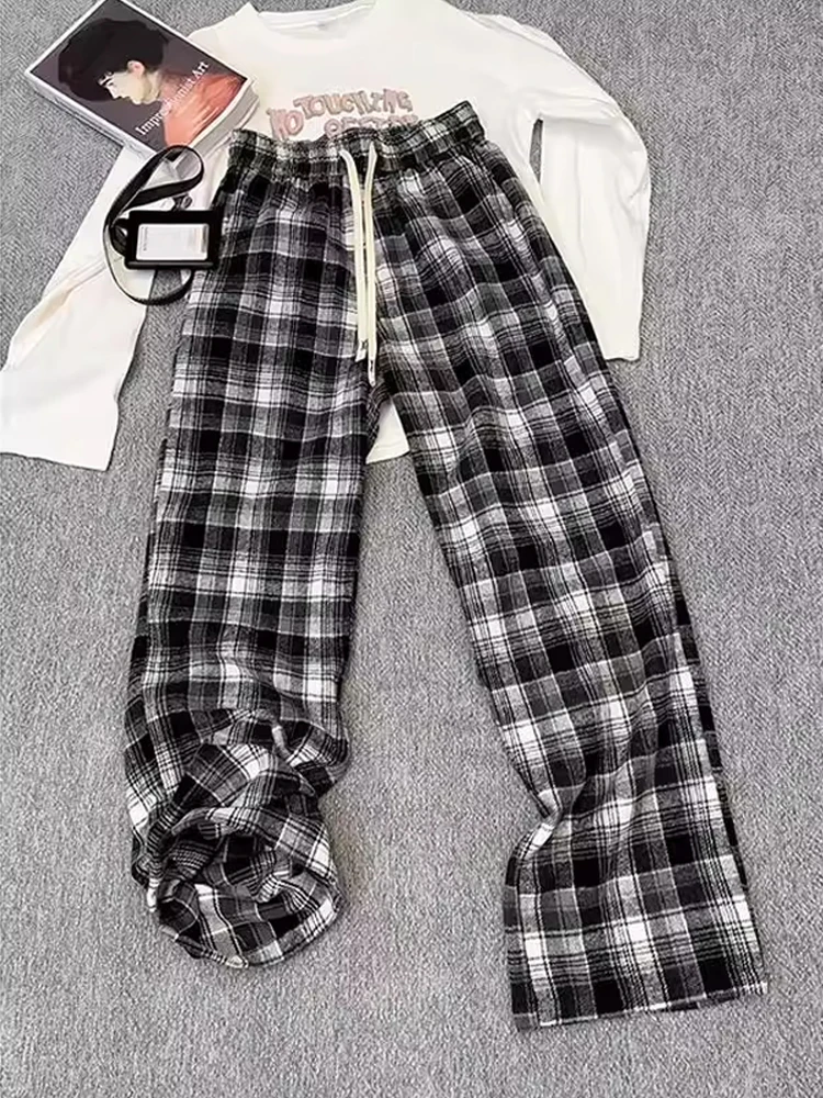 

Cleanfit Plaid Woolen Pants Men Women Spring Autumn Loose Lazy Sle Wide Leg Casual Trousers Straight Cut Leisure Faion
