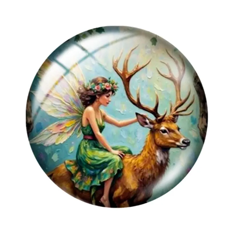 Fantasy Fairies 12/14/16/18/20/25mm glass cabochon  bracelet pendant rings for jewelry demo earrings back Making findings
