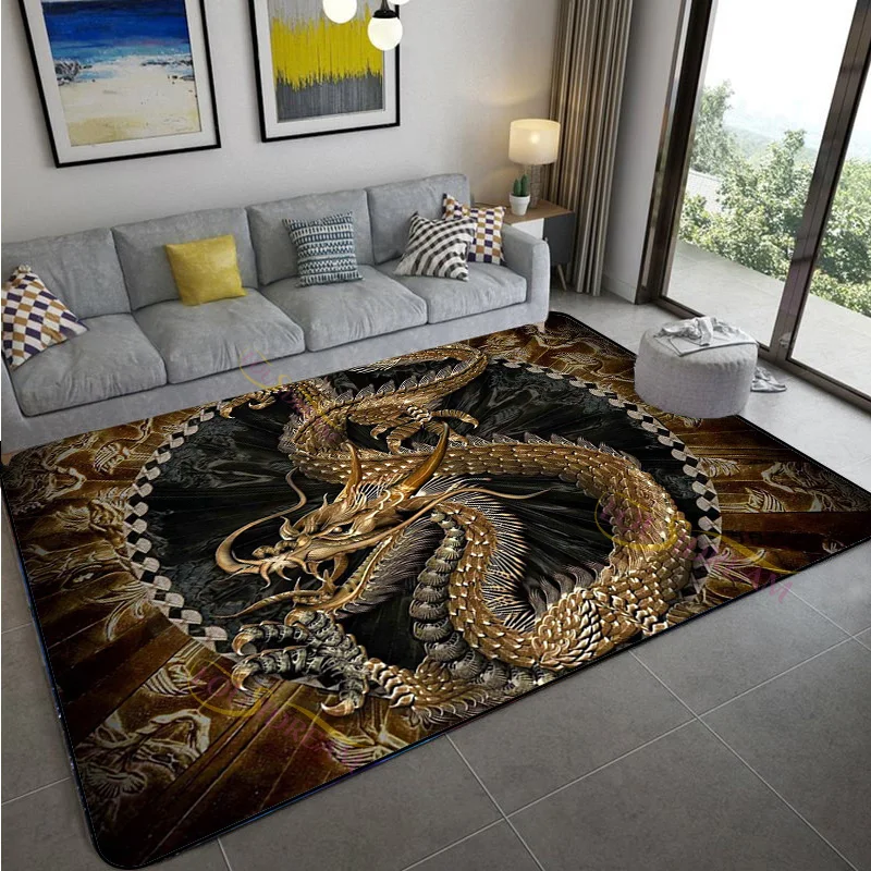 Modern Home Decor Chinese Dragon Tai Bagua Yin Yang Pattern Rug Living Room Bedroom  Kids Play Mat