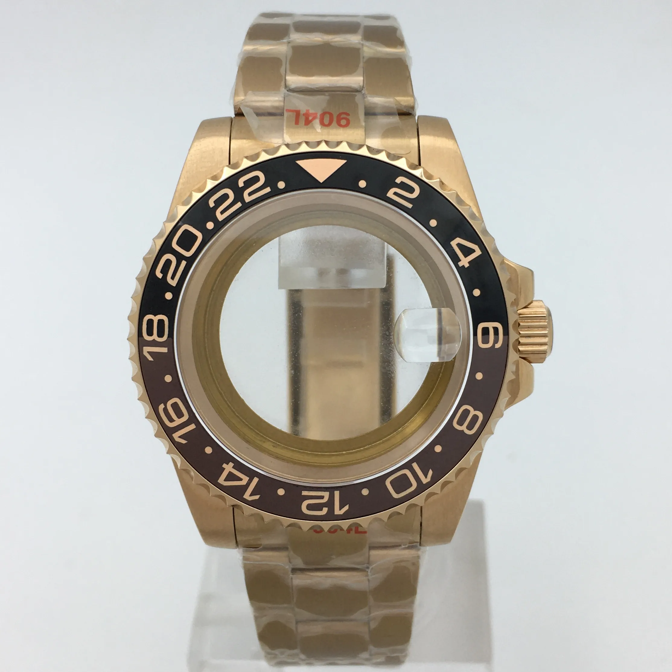 BLIGER fits NH35A NH34 NH34A NH36A ETA2824 2836 MIYOTA Rose Gold Case Oyster with sapphire glass ceramic bezel