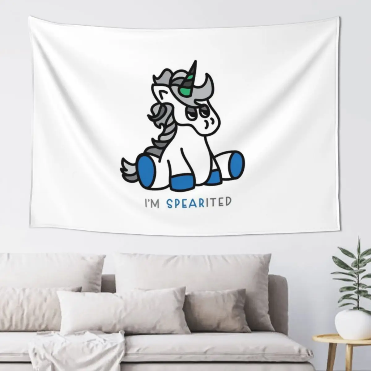 

I am SPEARITED Alternative Goth Sad Unicorn Tapestry Wall Decoration On The Wall Tapestry