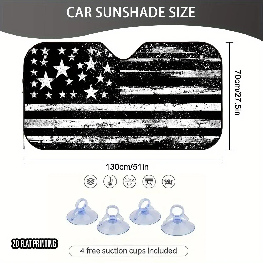 One Piece Of A Two-Dimensional Flat Star Patterned Car Sunshade – Collapsible And Fashionable, It Helps Maintain A Cool Temperat