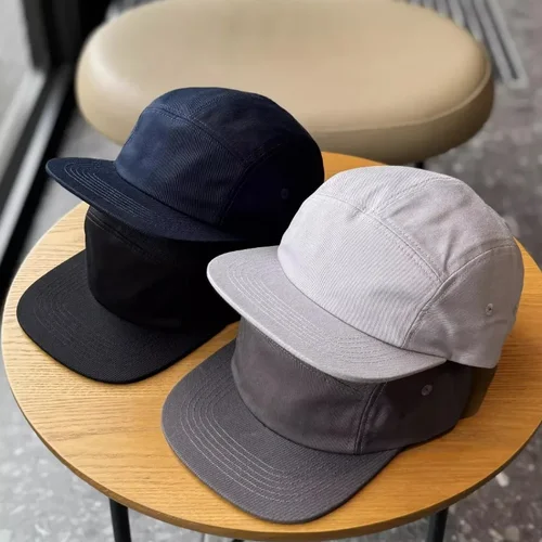 Imagen 2 del producto Nuevo logotipo personalizado 5 paneles de algodón 60cm cabeza grande gorra de béisbol de ala plana sombrilla al aire libre Hip Hop Skate sombrero para hombres y mujeres Gorras