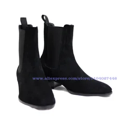 Chelsea Boots for Men Genuine Leather Anti Slip-On Business Ankle Booties High-Top Pointy Toe Luxury Boots 37-46 European Size