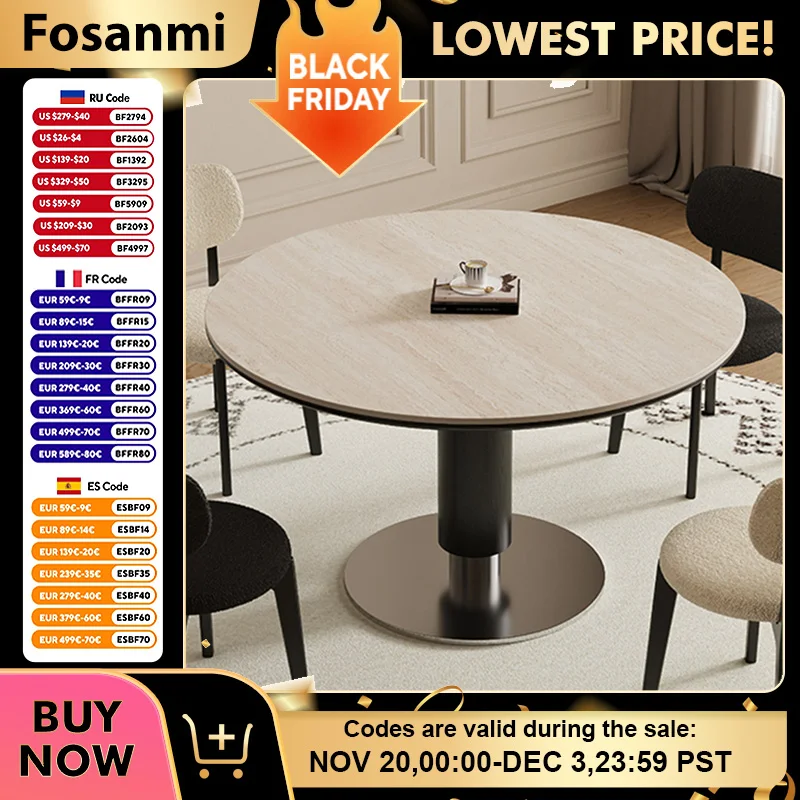 

Luxury Rock Slab Dining Table for Dining Room Modern Round Black White Home Office Kitchen Tables Simple Restaurant Dinner Table