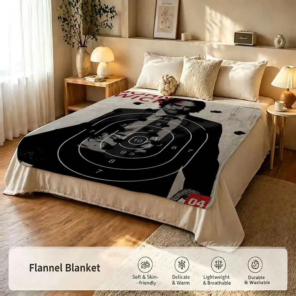 Movie J-John W-Wick Throw Warm Flannel Blanket Soft，Comfortable Travel Blanket Home Sheet Birthday Gift