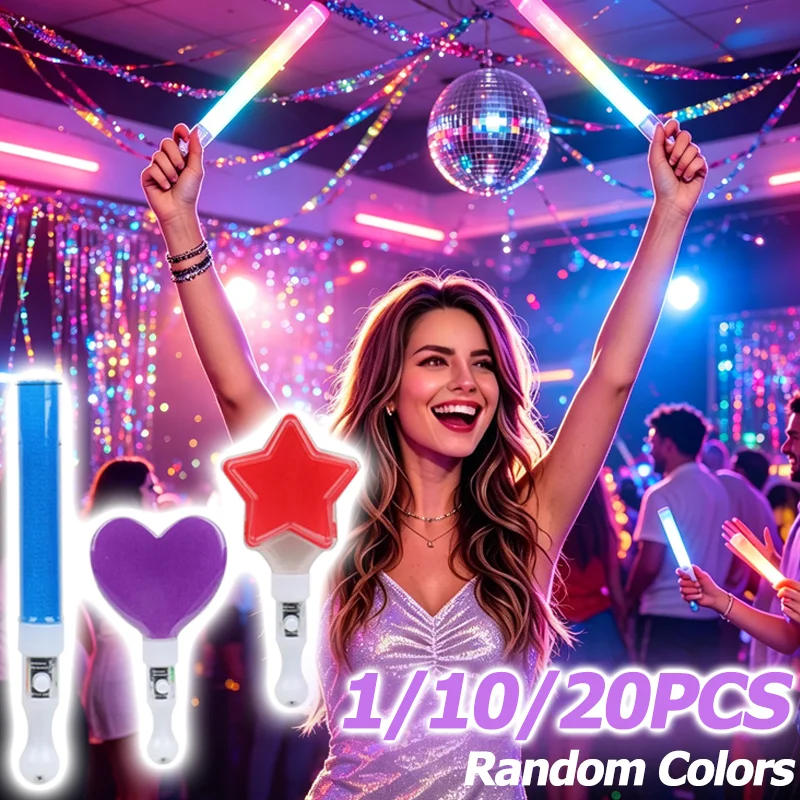 1-20PCS LED Light Stick for Kpop Concert Glow Stick Support Rods Wedding Party Decoration Rave Light Up Stick Festival Supplies
