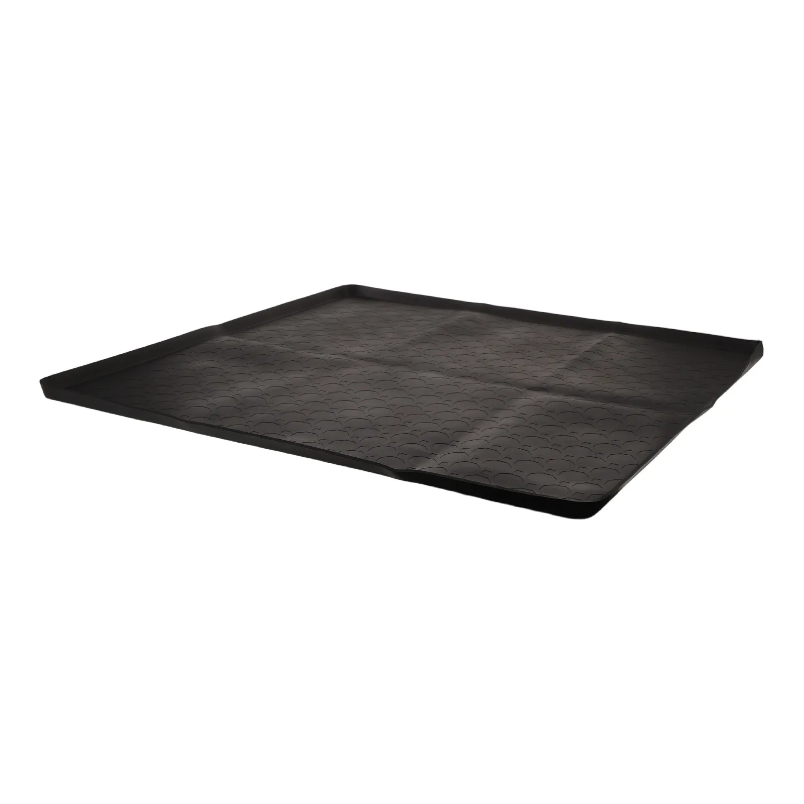Silicone Corner Trash Can Mat Non Slip Raised Edge Waterproof Kitchen Garbage Bin Pad Black Honeycomb Pattern Floor Scratch