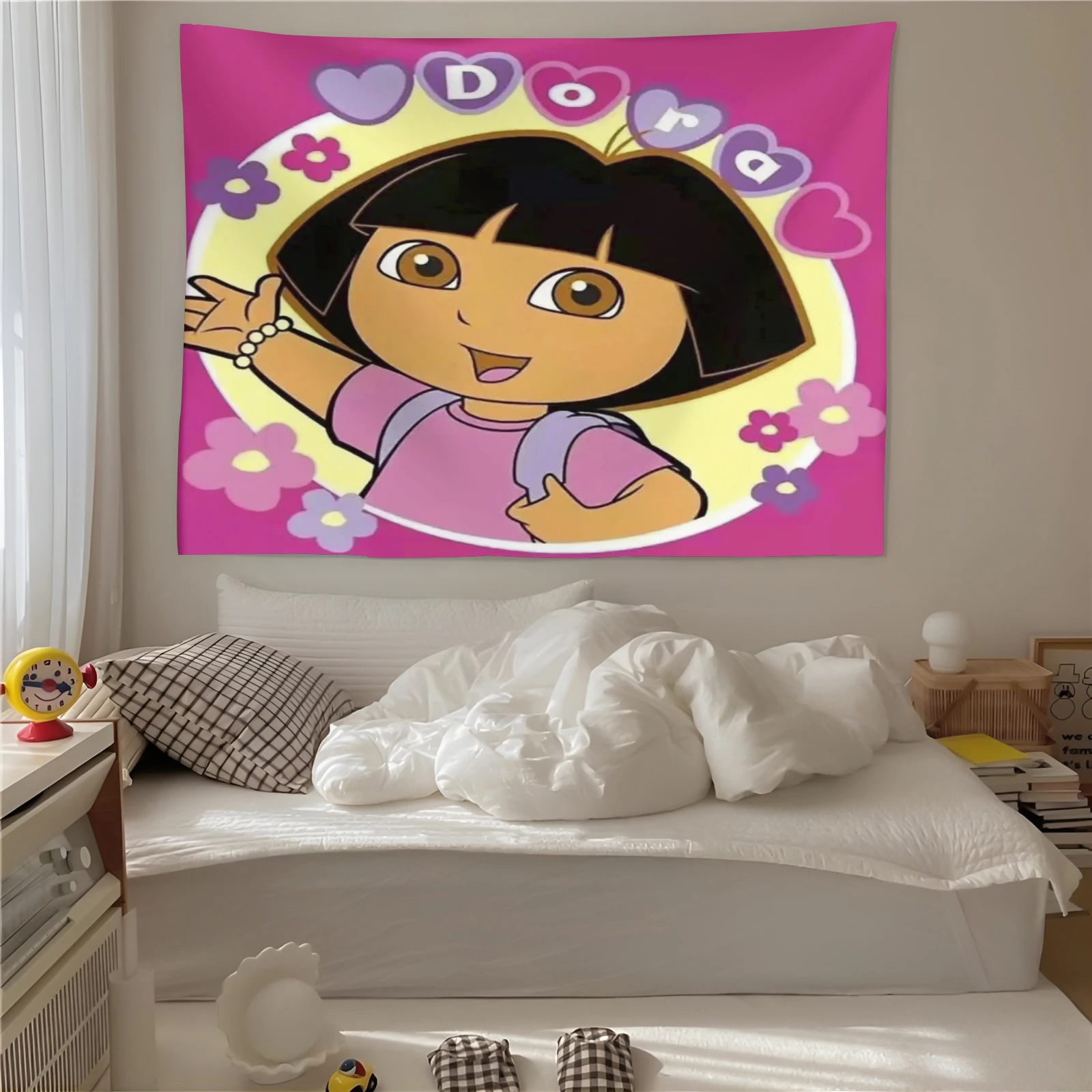 Girls Tapestry Dora the Explorer Cartoon Wall Hanging Background Decoration Student Dormitory Bedroom Living Room Design