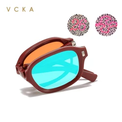 VCKA Fold Ultralight Round Vintag Functionality Red-green-blind Color-weak Glasses Men Women Correction Color-defining Eyewear