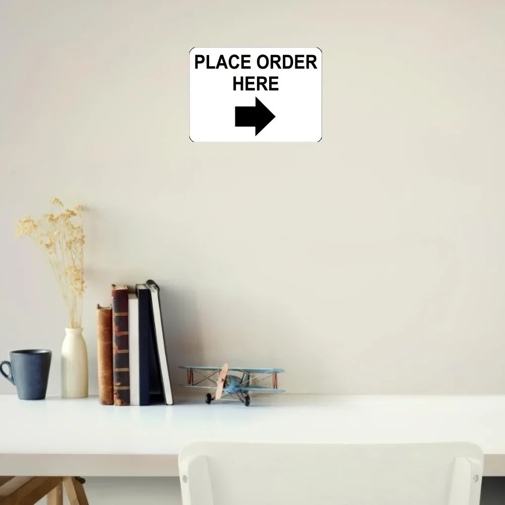 CIFBUY Order Here Right Arrow Vintage License Plate Aluminum Wall Art Waterproof Durable Metal Decor for Home Living Room Bedroo