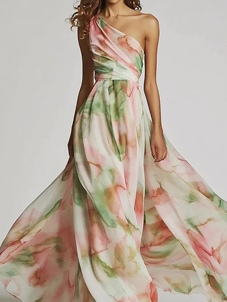 Sleeveless Patchwork Loungewear Party Dress, Women Summer V-Neck Backless Fashion Maxi Dress, Beach Style Elegant Ladies Dress