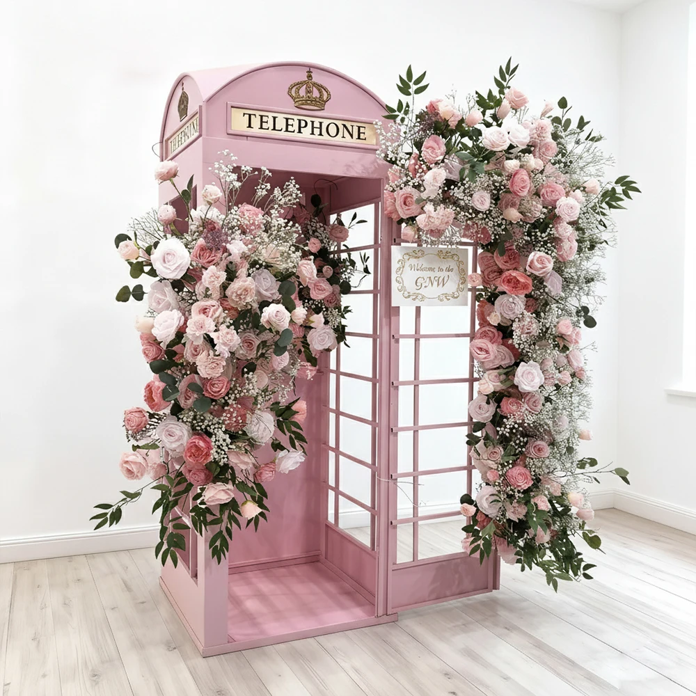 

Luxury Event Decoration Design With Custom Artificial Flowers And Telephone Booth