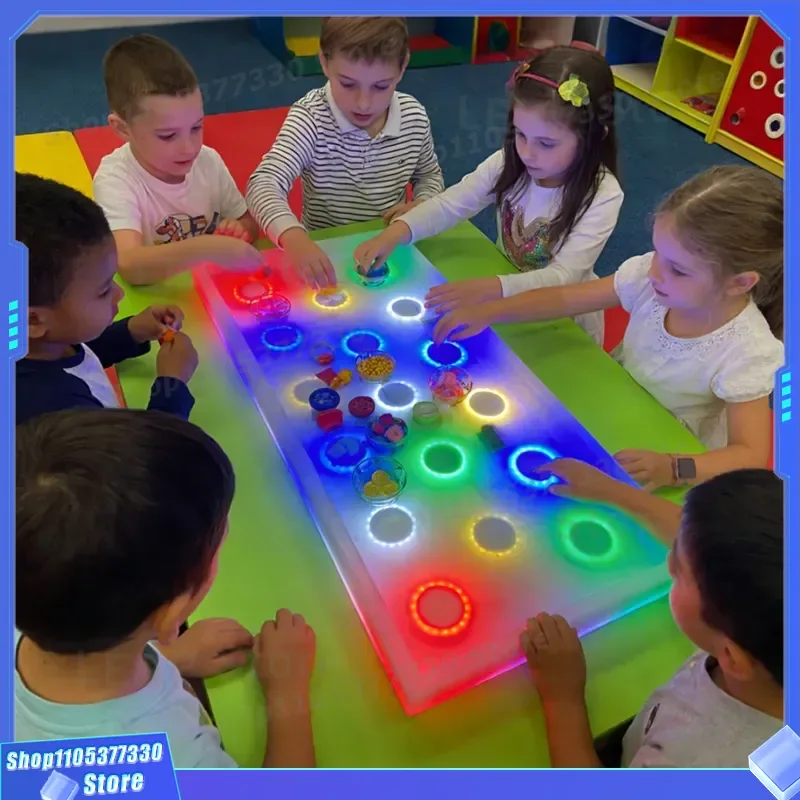 Interactive LED Sand Painting Plate Touch Sensor Luminous Drawing Board for Kids Early Education Colorful Building Block Toy
