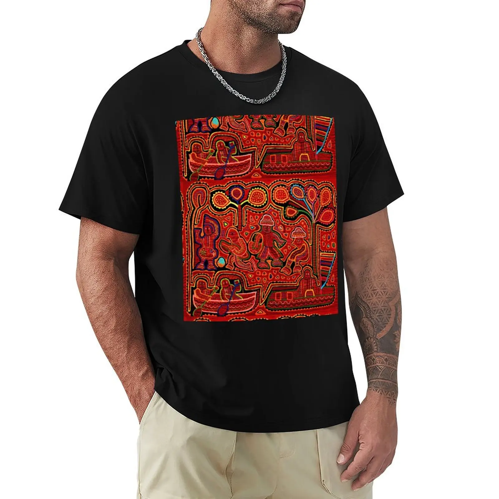 

Kuna Indian Men in Boats T-Shirt vintage anime shirt oversizeds summer clothes custom t shirt plain white t shirts men