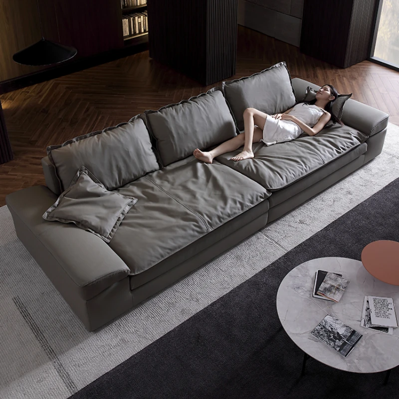 Ultra deep, wide sofa, large sailboat living room, Italian minimalist leather