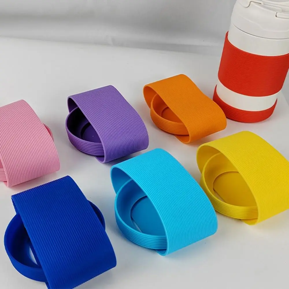 New Silicone Cup Sleeve Set Stripe 6.5CM Non-slip Coaster Sleeve Multicolor Cup Bottom Cover