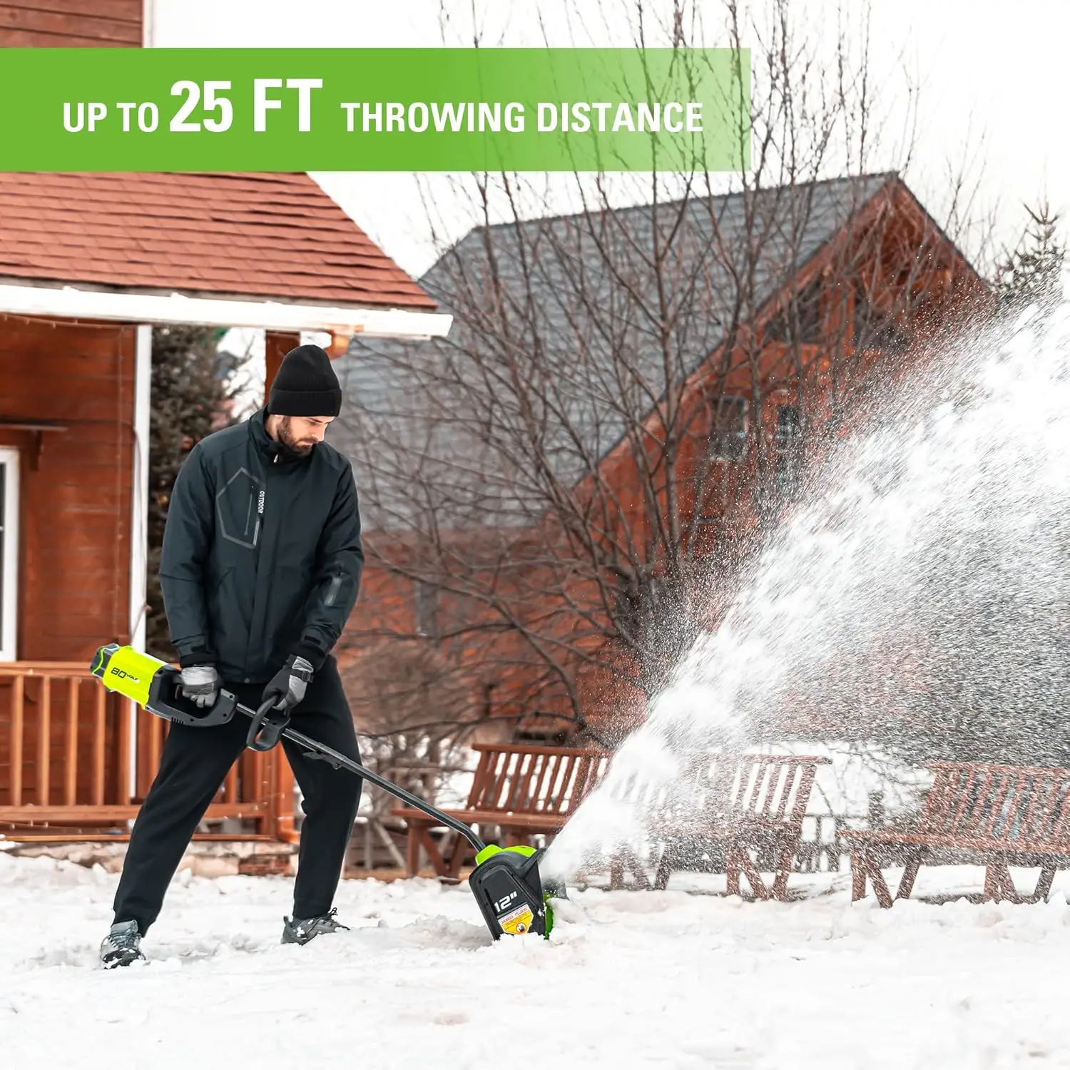 80V (75+ Compatible Tools) 12” Brushless Cordless Snow Shovel, 2.0Ah Battery and Charger Included