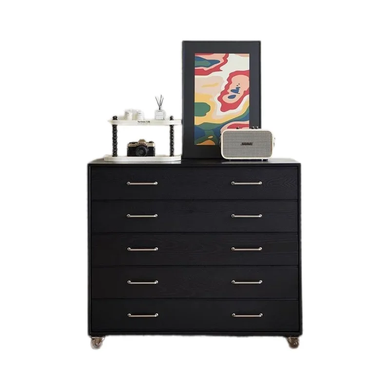 chest of drawers storage cabinet solid wood color simple modern home bedroom living room against the wall light luxury storage