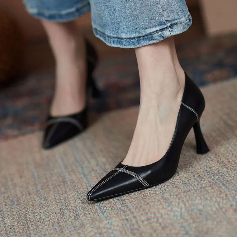 

2024 Zipper Design Spring Thin Heel Fashion Real Fashion Casual Club Party Wedding High Heel Shoes Stiletto Women Heels Shoes