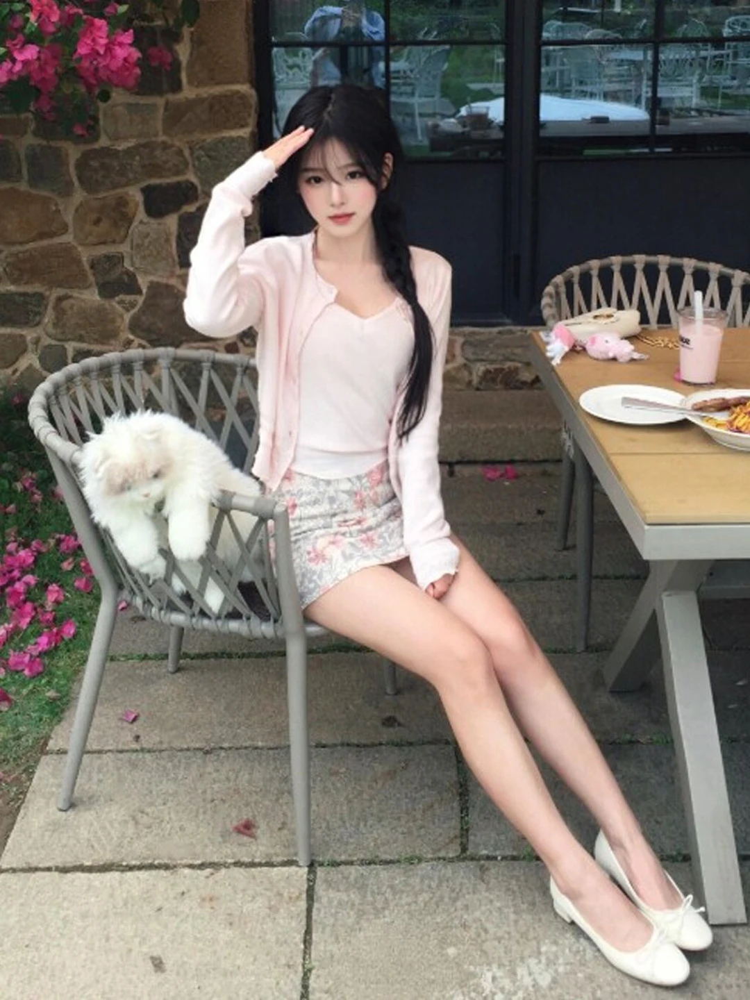 

Summer Sweet Floral Print Cardigan Tank Top Short Skirt Three Piece Set Women's Comfortable Fashion Ensemble High Waist Cotton