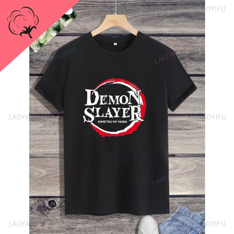 New Arrival Classic Demon Slayer Kimetsu No Yaiba Anime Logo Man's T-Shirt Short Sleeve O-neck Leisure Streetwear