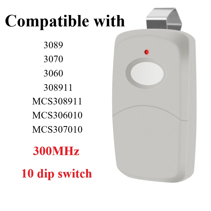 Garage Door Opener Remote for Linear Multi-Code 3089 308911 MCS308911, 10 dip Switch Gate Opener Remote 300MHz