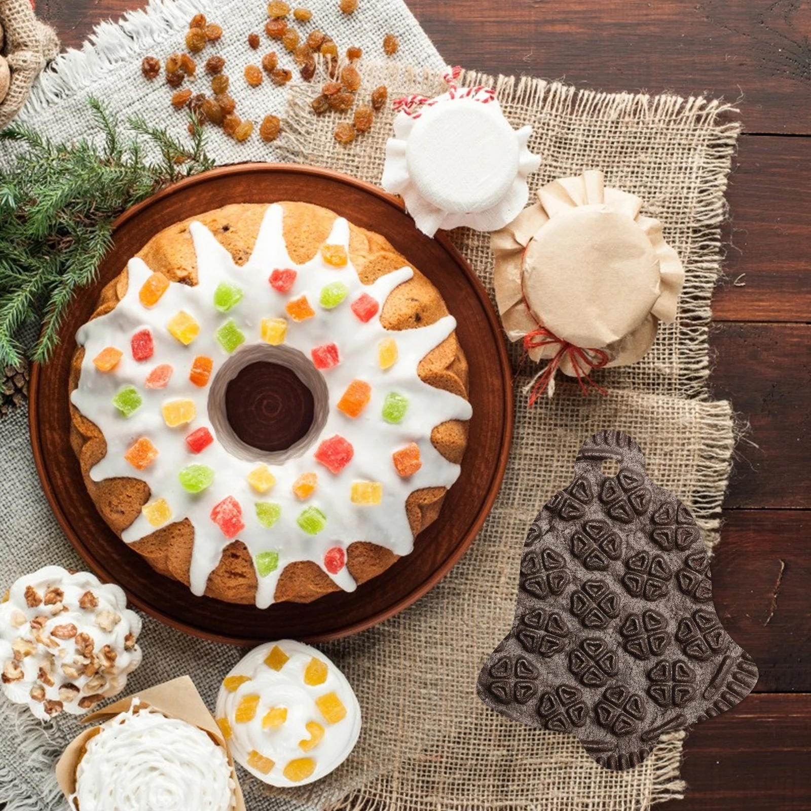 

6pcs Christmas Silicone Creative Design Baking Cake Easy Clean Home Professional Use Diy Accessories Chocolate Cake Pendant