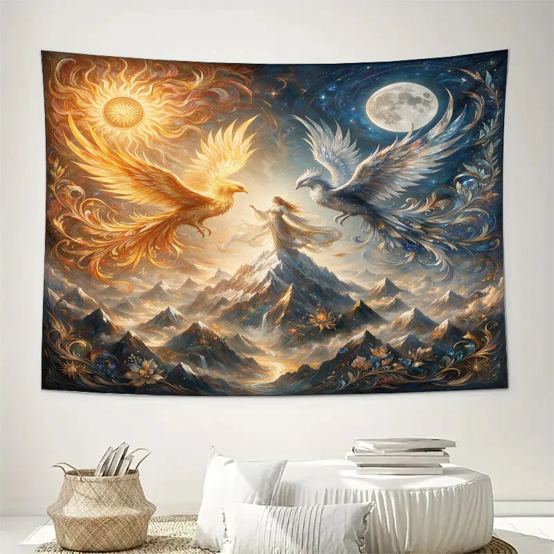 Luxurious Galaxy Nebula Space Art Print Curtain Drape Window Decor Semi Sheer Sunrise Moonlight Fantasy Mountain Backdrop Zipper