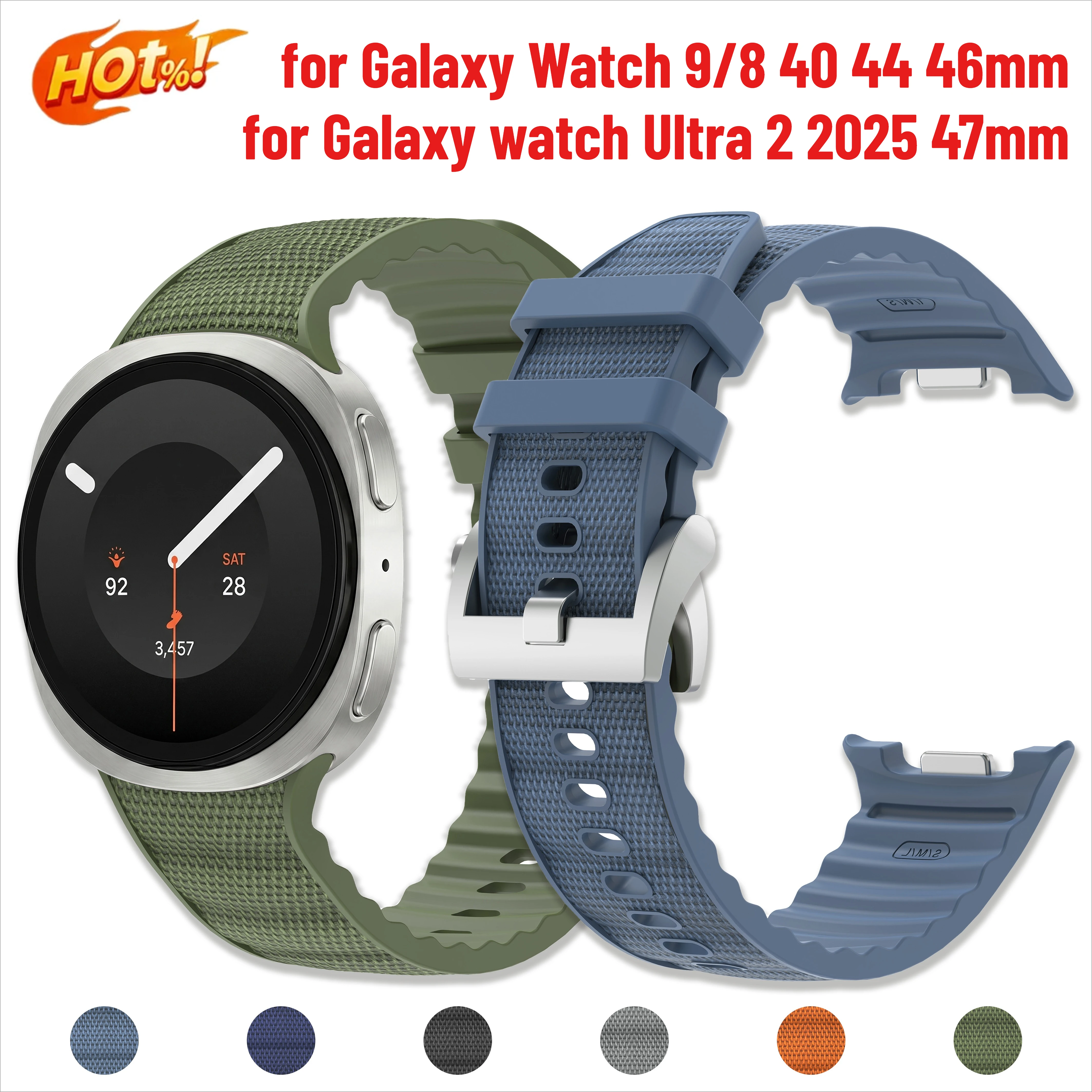 Hybrid Silicone & Nylon Watch Band for Samsung Galaxy Watch 9 8 New Durable Breathable Soft for Galaxy Watch Ultra 2 2025 47mm