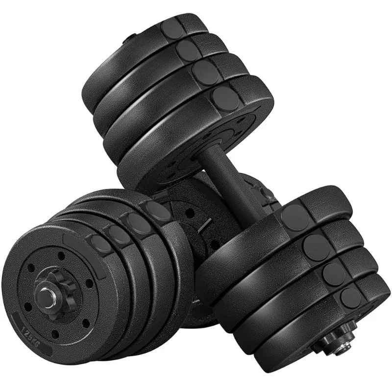 

Easyfashion Adjustable Dumbbell Set, 66lb, 30kg, Black, for Home Training, Ergonomic Grip