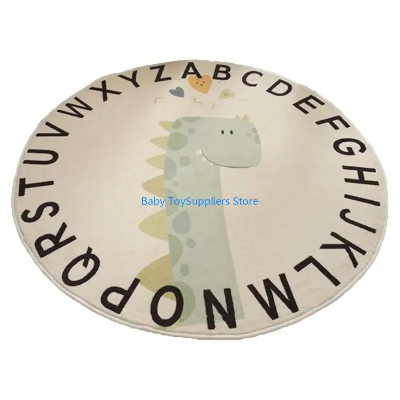 

R1WF Cartoon Animal Print Baby for Play Mat Crawling Carpet Kids Room Floor Rug Round Game Pad Playmat Nursery Decor Props
