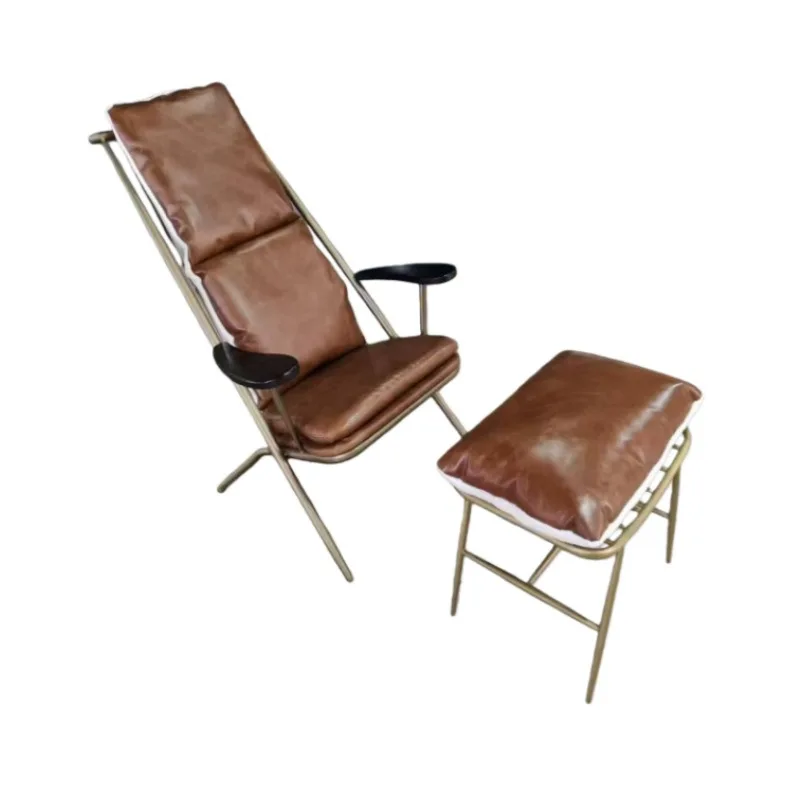 Metal frame medieval castle knight style styling chair with ottoman recliner