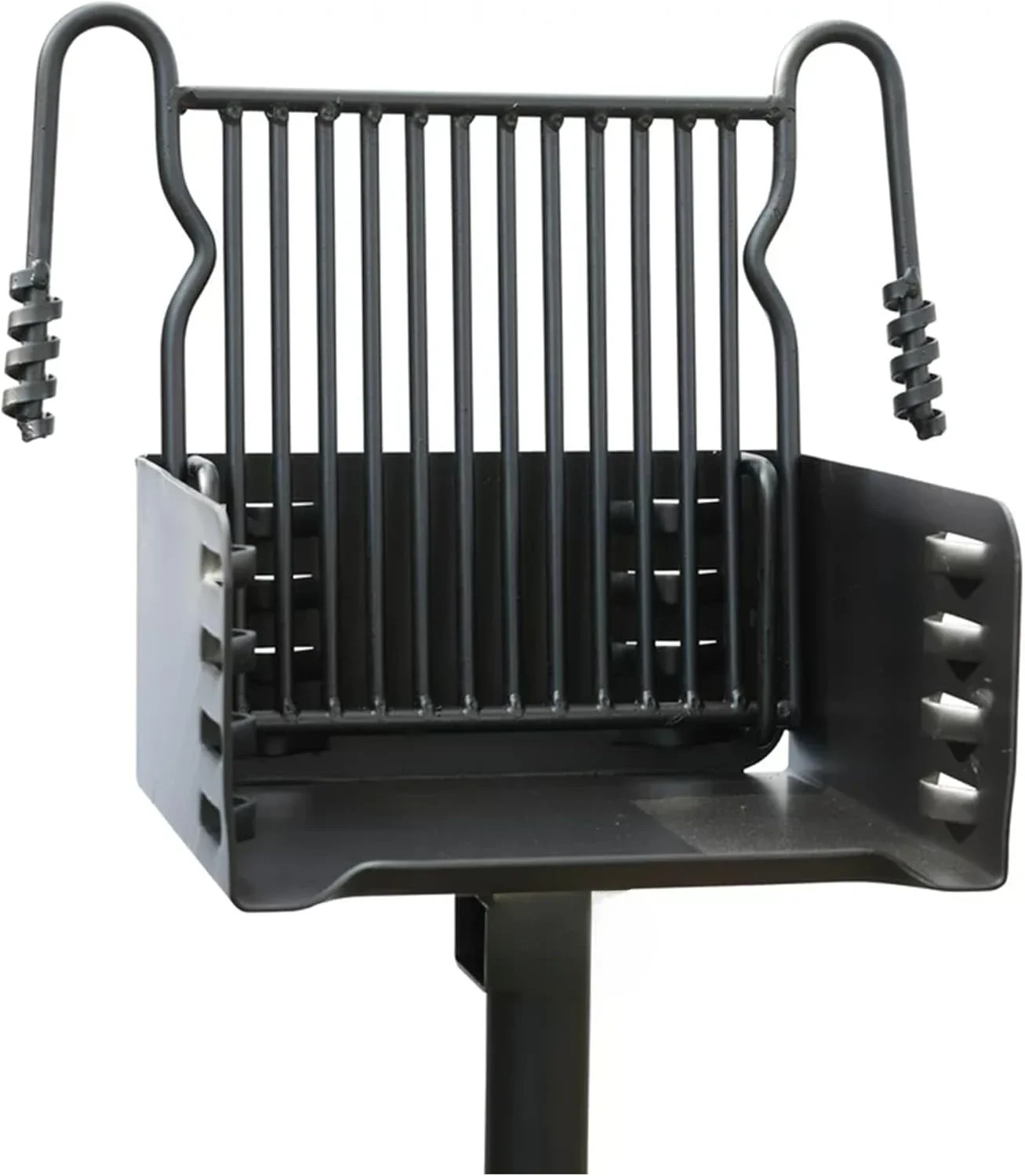 Style Heavy Duty Steel Outdoor BBQ Charcoal Grill with Cooking Grate and 360 Degree Swivel Post for Camping or Backyard, Black