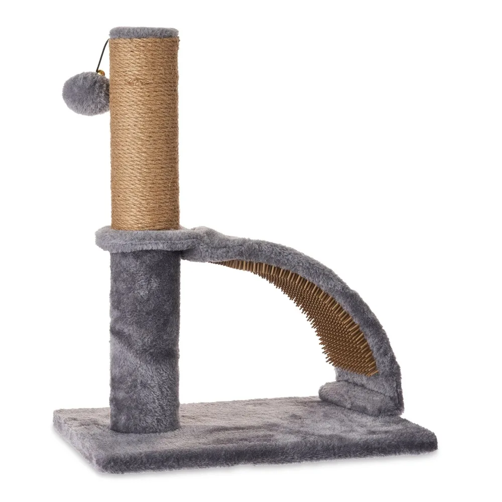 

17Deluxe Jute Cat Scratching Post with Arch Grooming Massager, Gray, Pack of 1