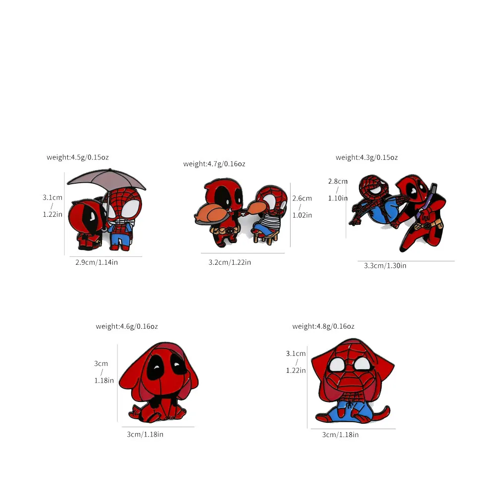 5 Pcs Action movies Spider-Man Brooch Creative Spider-Man Enamel Pin Metal Emblem Jewelry Backpack Clothing Accessories