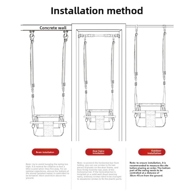 أرجوحة قماشية للأطفال إطار باب داخلي أرجوحة قماشية من القطن والكتان #4