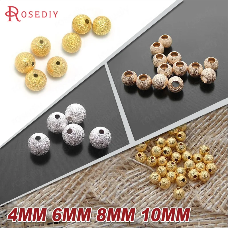 4MM 6MM 8MM 10MM Silver Color and Gold Color Brass Metal Round Beads Matte beads Handmade Jewelry Findings Accessories