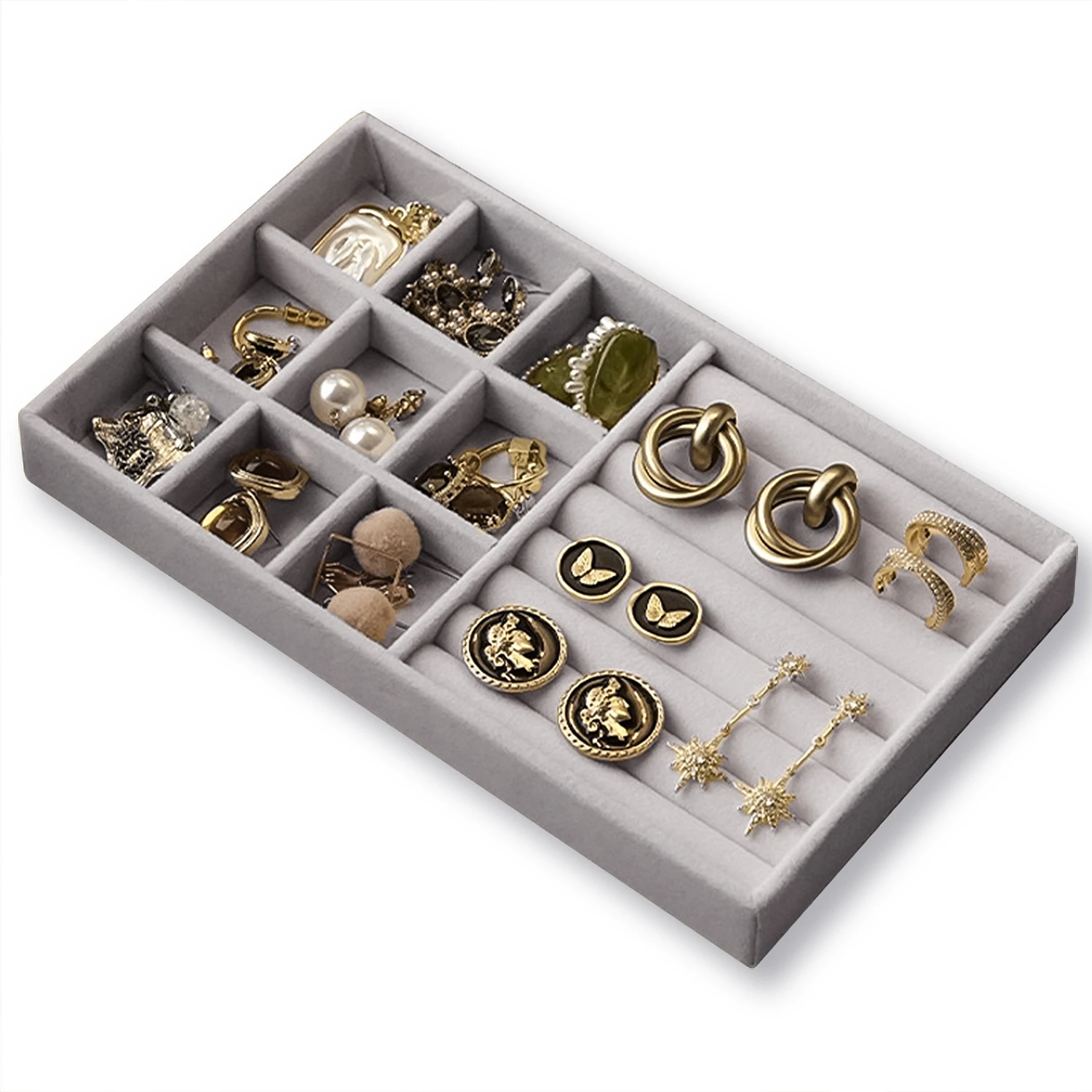 Velvet Jewelry Display Tray Exquisite Jewellery Holder Portable Ring Earrings Necklace Organizer Storage Box Organizator Trays