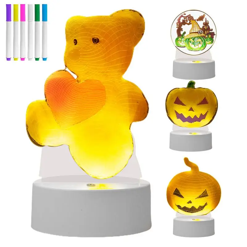 

Night Lamp Painted Children 3D Effect Night Light Graffiti Lamp Parent-Child Interactive Toy Halloween Seasonal Decorations For