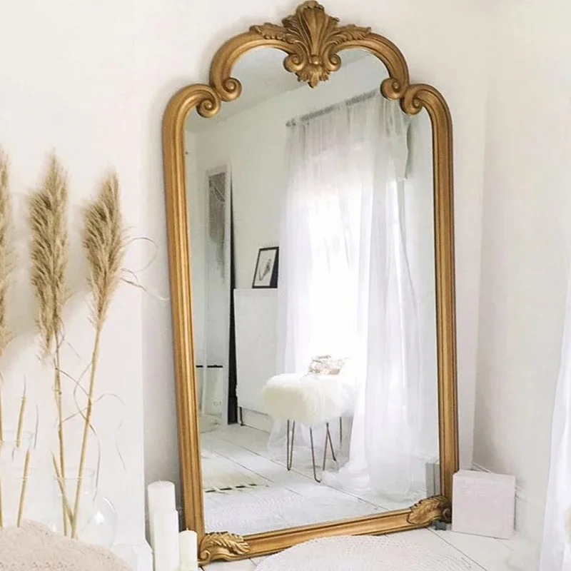 Large Size Mirror Wall Golden Vintage Full Body Vanity Korean Luxury Interior Floor Mirrors Big Standing Espejo De Lujo Nordic