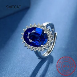 Princess Diana Created Blue Sapphire 925 Sterling Silver Engagement Ring Ruby Natural Amethyst Citrine Blue Topaz