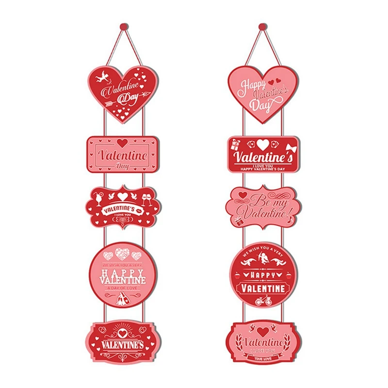 2X Valentine's Day Decoration Door Hanging Banner Valentine's Day Home Decor Couplets Door Curtains