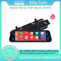 4K Mirror Dash Cam Dual Channel Carplay/Android Auto All-in-One Touchscreen Rear Camera Night Vision Parking Monitor Car Dvr