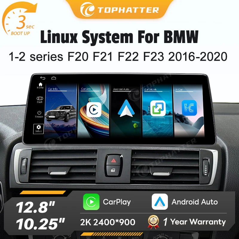 

12.8'' 2K Touchscreen For BMW 1/2 Series F20 F21 F22 F23 2016-2020 NBT EVO Wireless CarPlay Android Auto Linux Multimedia Player
